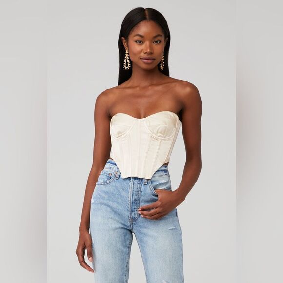 Bardot Eva Strapless Bustier in Champagne Size Large - Picture 1 of 9